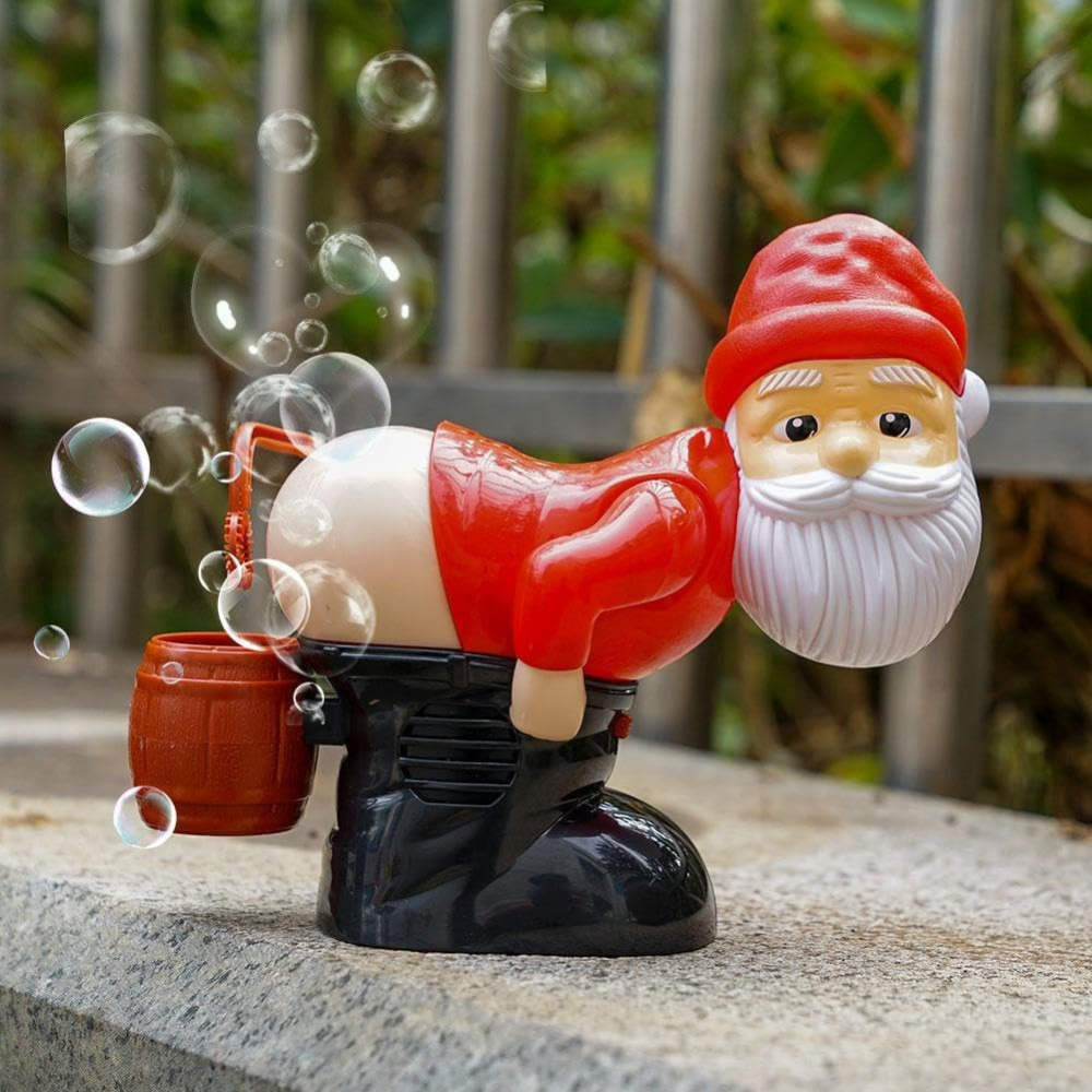 Funny Santa Claus bubble butt machine blowing bubbles